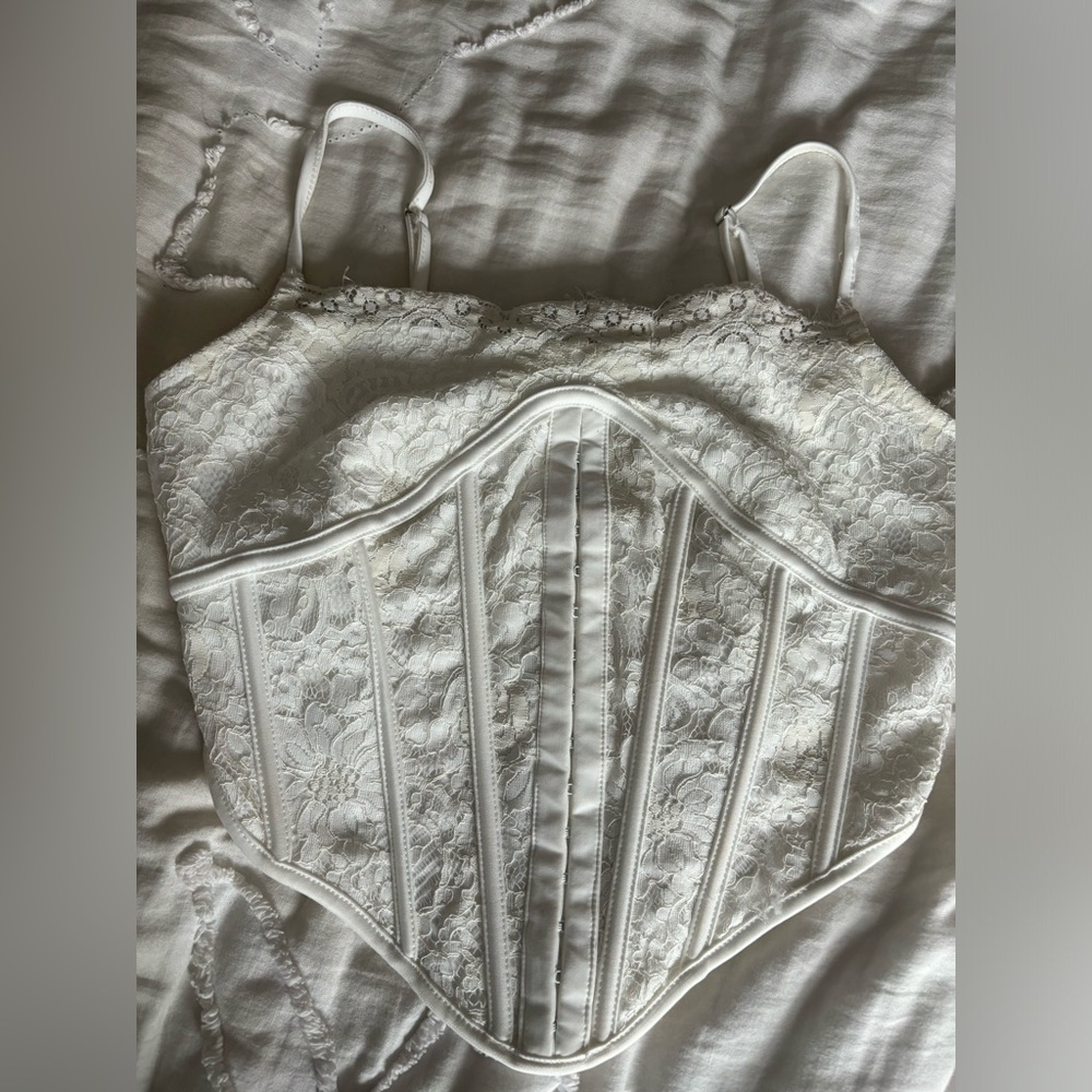 White lace corset top